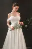 Fabulous Ivory Bow Flower Wedding Dresses 2021 Satin Sleeveless Off-The-Shoulder Outdoor / Garden Zipper Up Court Train A Line/ Princess Wedding Dresses