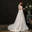 Fabulous Ivory Bow Flower Wedding Dresses 2021 Satin Sleeveless Off-The-Shoulder Outdoor / Garden Zipper Up Court Train A Line/ Princess Wedding Dresses