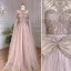 Haut de Gamme Bleu Ciel Fait main Perlage Paillettes Robe De Soirée 2023 Princesse Encolure Dégagée Manches Longues Noeud Soirée Train De Balayage Robe De Ceremonie