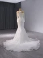 Haut de Gamme Blanche Fait main Perle Paillettes Robe De Mariée 2024 Trompette / Sirène Encolure Dégagée Manches Longues Dos Nu Train De Balayage Mariage