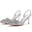 Sparkly Silver Rhinestone Sequins Wedding Shoes 2023 Wedding 7 cm Stiletto Heels Pointed Toe Wedding Shoes High Heels