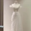 Schlicht Weiß Leichtes Brautkleider / Hochzeitskleider 2023 Meerjungfrau Off Shoulder Kurze Ärmel Rückenfreies Sweep / Pinsel Zug Hochzeit