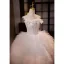 Leichtes Weiß Applikationen Fallende Rüsche Brautkleider / Hochzeitskleider 2024 Ballkleid Bandeau Ärmellos Rückenfreies Lange Hochzeit