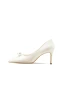 Élégant Ivoire Satin Perle Chaussure De Mariée 2024 8 cm Talons Aiguilles À Bout Pointu Mariage Escarpins Talons Hauts