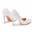 Elegant White Lace Flower Wedding Shoes 2022 Wedding Pearl 9 cm Stiletto Heels Pointed Toe Pumps High Heels