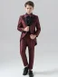 Burgundy 4-piece Long Sleeve Wedding Boys Wedding Suits 2024 Coat Pants Shirt Tie