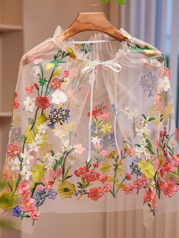 Fancy Multi-Farger Blonder Blomst Ball sjal 2025