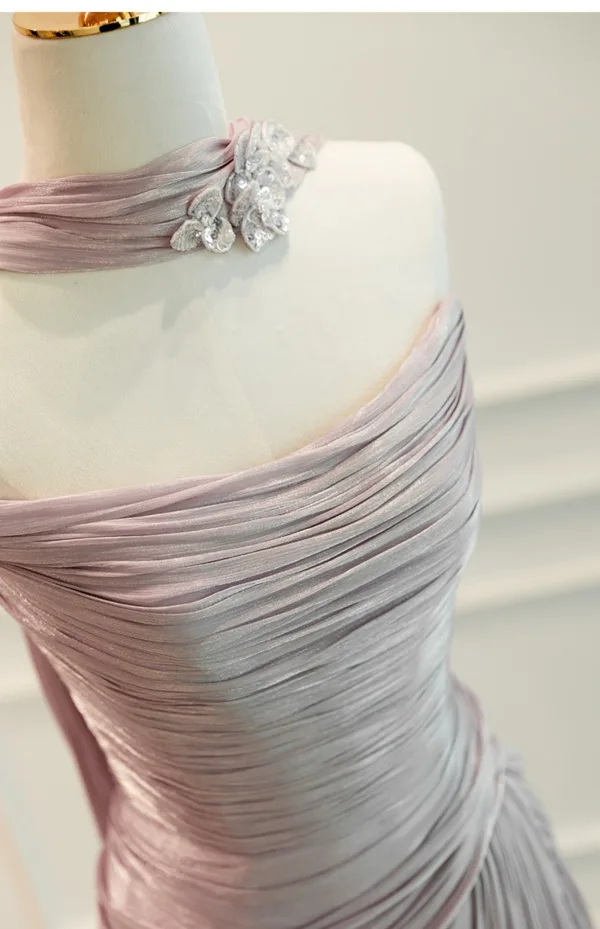 Étourdissant Sans Manches Volants Trompette / Sirène Lavande Robe De Bal 2025 Tapis rouge Été Robe De Cérémonie Bretelles croisées Train De Balayage Bustier