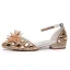 Charming Gold Rhinestone Flat Wedding Shoes 2024 Ankle Strap Pointed Toe Wedding Sandals