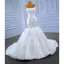 Haut de Gamme Blanche Volants Robe De Mariée 2022 Trompette / Sirène Bretelles Spaghetti Sans Manches Dos Nu Chapel Train Mariage