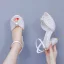 Élégant Blanche Perle Bride Cheville Chaussure De Mariée 2025 9 cm Talons Épais Peep Toes / Bout Ouvert Mariage Sandales Talons Hauts