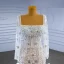 Luxe Blanche Fait main Perlage Perle Faux Diamant Robe De Mariée 2023 Trompette / Sirène Encolure Carrée Manches Longues Dos Nu Chapel Train Mariage