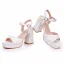 Minimalistisch Weiß Knöchelriemen Brautschuhe 2025 9 cm Thick Heels Peeptoes Hochzeit Sandaletten Hochhackige