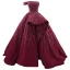 High End Burgunderrot Perlenstickerei Pailletten Ballkleider 2022 Ballkleid One-Shoulder Ärmellos Rückenfreies Sweep / Pinsel Zug Festliche Kleider