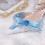 Charmant Himmelblau Perle Schleife Ball Sandalen Damen 2024 9 cm Stilettos Hochhackige Spitzschuh Sandaletten