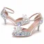 Charmant Multifarben Strass Kristall Brautschuhe 2022 7 cm Stilettos Spitzschuh Hochzeit Sandaletten Hochhackige