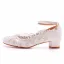 Chic / Belle Blanche Bride Cheville En Dentelle Fleur Talon Bas Chaussure De Mariée 2023 3 cm Talons Épais À Bout Rond Mariage Escarpins