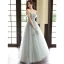 Charming Silver Grey Evening Dresses 2023 A-Line / Princess Off-The-Shoulder Beading Sleeveless Backless Floor-Length / Long Evening Party Formal Dresses