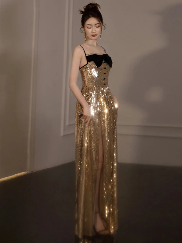 green emerald velvet dress Layla Gold Sequin Corset Dress (Archive Sale) main image 0