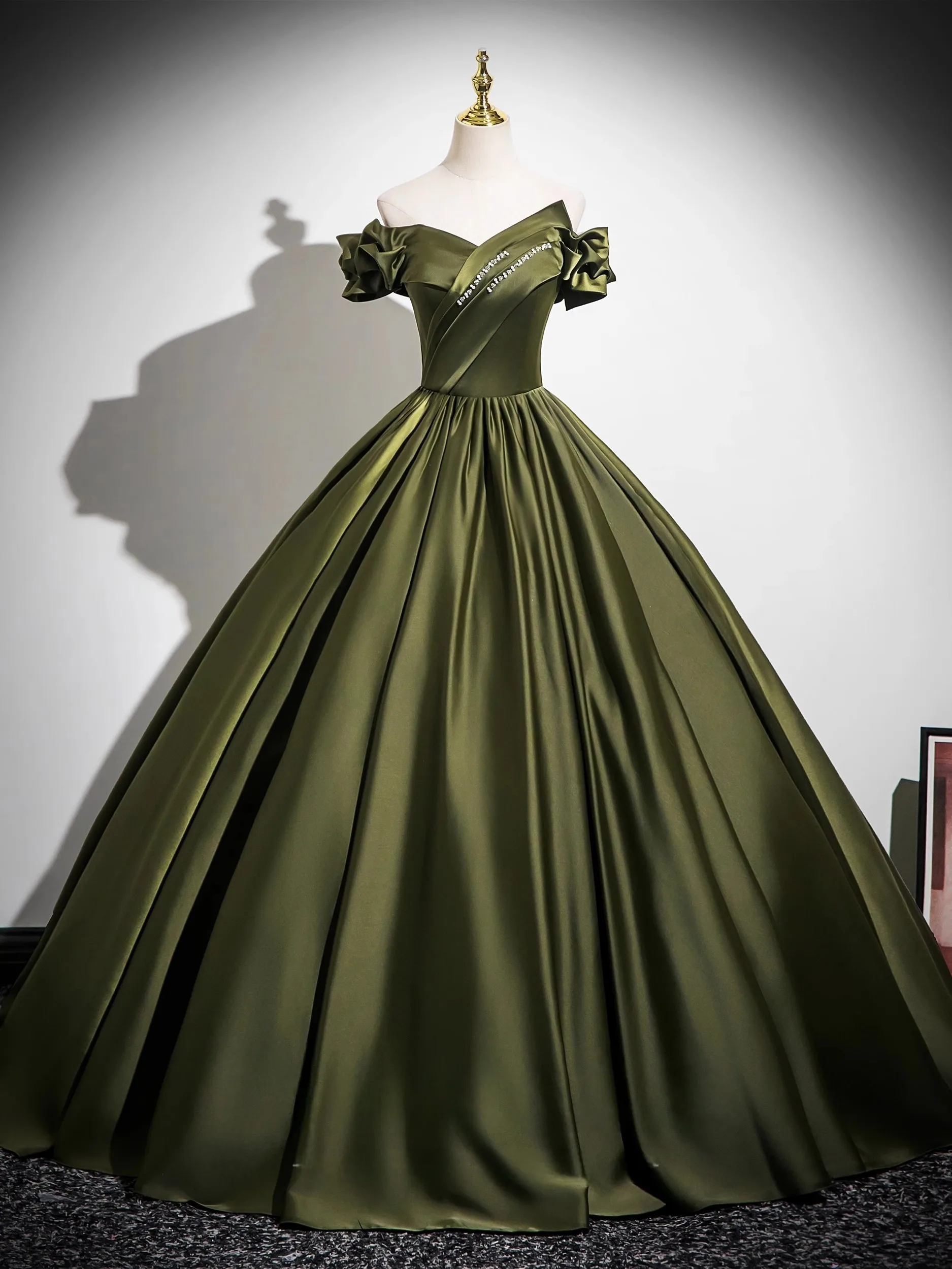 slim fit dress slacks Jovani D5001 Long Prom Dress Olive/Gold / 14 main image 0