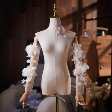 Elegant Champagne Håndlaget Appliques Tyll Brudehansker 2026 Bryllup Skuldre Smykker
