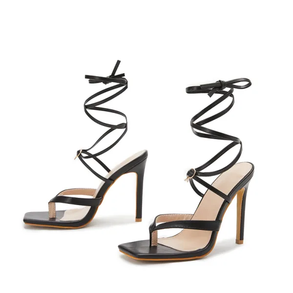 Fashion White Summer Cocktail Party Womens Sandals 2022 Ankle Strap 11 cm Stiletto Heels Open / Peep Toe Sandals High Heels