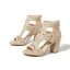 Roman Khaki Street Wear Summer Womens Sandals 2023 T-Strap 8 cm Thick Heels Open / Peep Toe Sandals High Heels