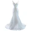 Haut de Gamme Ivoire Satin Paillettes Robe De Mariée 2022 Trompette / Sirène V-Cou Sans Manches Dos Nu Train De Balayage Mariage