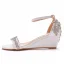 Charmant Weiß Strass Brautschuhe 2022 Knöchelriemen 6 cm Keilabsatz Peeptoes Hochzeit Sandaletten