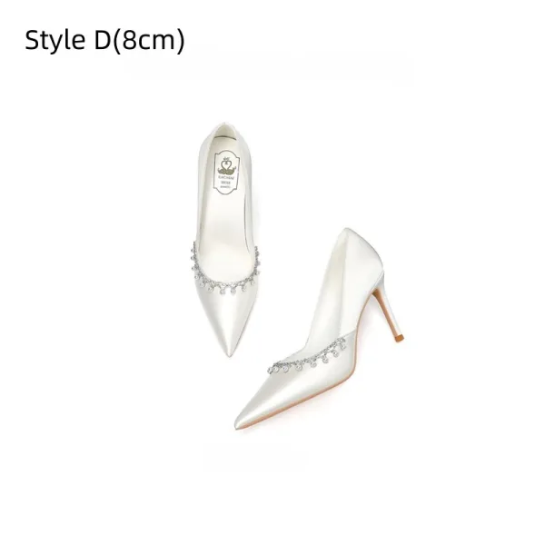 Elegant Red Pearl Rhinestone Wedding Shoes 2026 Leather 8 cm Stiletto Heels Pointed Toe Wedding Pumps