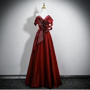 Charmant Bordeaux Robe De Bal 2025 Princesse Bustier Sans Manches Dos Nu Longue Robe De Ceremonie