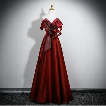 Charmant Bordeaux Robe De Bal 2025 Princesse Bustier Sans Manches Dos Nu Longue Robe De Ceremonie