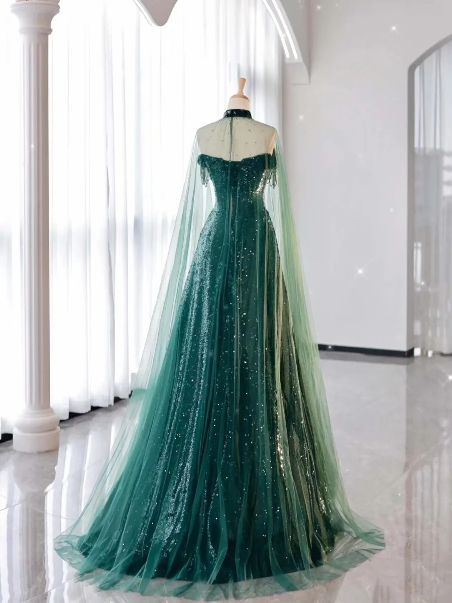 green emerald velvet dress OAHGNIJ Sparkly Big Sequin Prom Dresses with Slit 2024 V Neck Long Black Formal  Evening Gown for Women Party Dress LS11 CS at Amazon Women's Clothing store main image 1