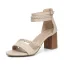 Roman Beige Street Wear Womens Sandals 2023 Ankle Strap 7 cm Thick Heels Open / Peep Toe Sandals High Heels