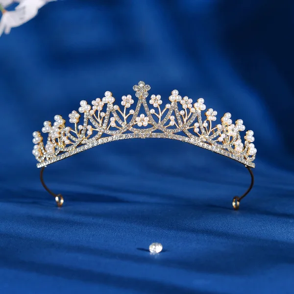 Charmant Doré Perle Faux Diamant Accessoire Cheveux Mariage 2023 Mariage Alliage
