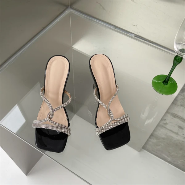 Sexy Silver Rhinestone Evening Party Crystal Womens Sandals 2022 10 cm Stiletto Heels Open / Peep Toe Sandals High Heels