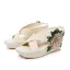 Böhmen Beige Strand Applikationen 9 cm Keilabsatz Sandalen Damen 2025 Peeptoes Sandaletten Hochhackige