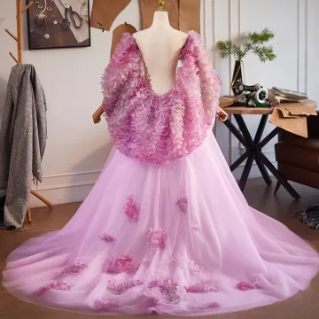 Fée Des Fleurs Lavande Fait Main Appliques Promo Châle 2025 Tulle