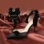 Vintage / Retro Black Rhinestone Bow Pumps 2024 Satin 9 cm Stiletto Heels Pointed Toe Pumps High Heels