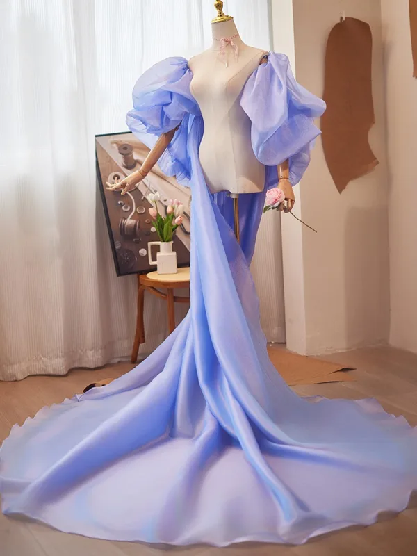 Chic / Belle Bleu Fait main Volants Soirée châle 2025