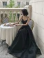 Sexy Noire Robe De Soirée 2022 Princesse Encolure Carrée Sans Manches Dos Nu Soirée Longue Robe De Cérémonie