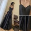 Sexy Noire Robe De Soirée 2022 Princesse Encolure Carrée Sans Manches Dos Nu Soirée Longue Robe De Cérémonie