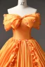 Elegant Orange Appliques Prom Dresses 2023 Ball Gown Bow Off-The-Shoulder Short Sleeve Backless Floor-Length / Long Prom Formal Dresses