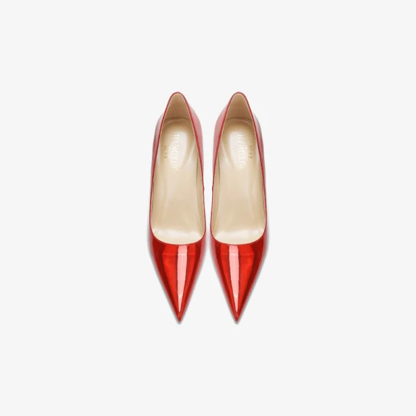 Fine Rød Aften Laser Pumps 2023 Lær 12 cm Stiletthæler Spisse Pumps Høyhælte