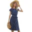 Romantic Regular Dark Green Polka Dot Beach Short Sleeve Maxi Dresses 2021 Street Wear Scoop Neck Summer Womens Clothing