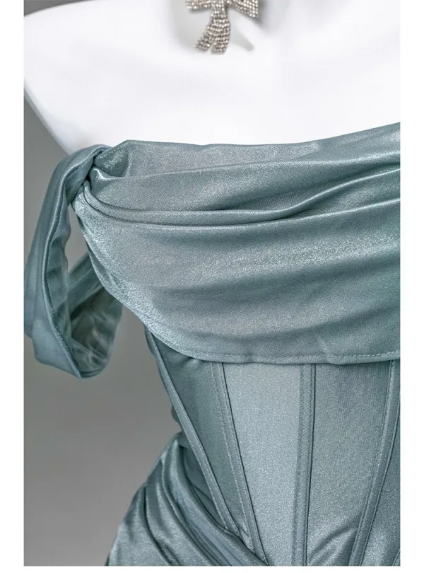 High-end Burgundy Evening Dresses 2025 Trumpet / Mermaid Strapless Sleeveless Backless Sweep Train Evening Party Formal Dresses