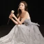 Charming Grey Evening Dresses 2022 A-Line / Princess Strapless Sleeveless Beading Pearl Backless Bow Floor-Length / Long Evening Party Formal Dresses