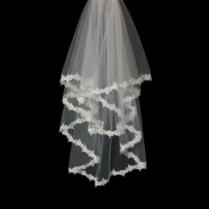 Simple Blanche Fleur En Dentelle Tulle Voile De Mariée 2026