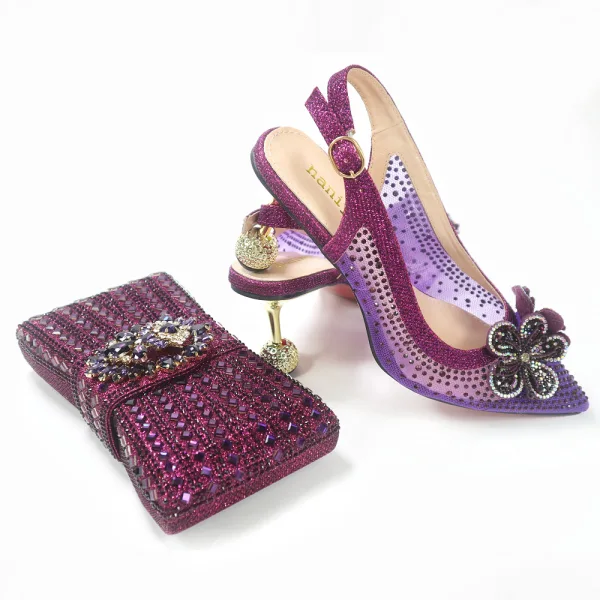 Charming Silver Rhinestone Flower Evening Party Womens Sandals Clutch Bags 2023 7 cm Stiletto Heels Pointed Toe Womens Sandals High Heels Clutch Bags
