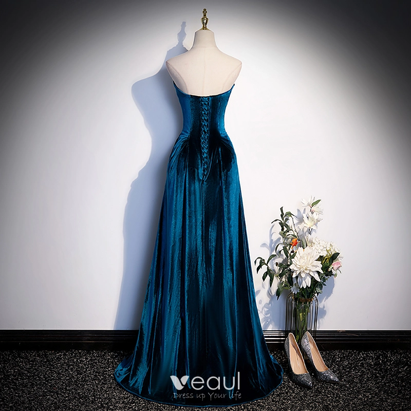 Sleeveless Royal Blue A Line Long Evening Party Prom Dress Sleeveless Royal Blue A Line Long Evening Party Prom Dress